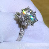 Flower Zircon Engagement Flower Ring for Women Wedding Jewelry - Genuine - Gemstone