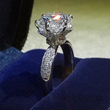 Flower Zircon Engagement Flower Ring for Women Wedding Jewelry - Genuine - Gemstone