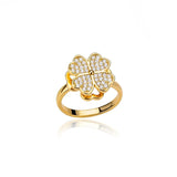 Four Leaf Clover Spinner Ring For Women Wedding Jewelry Gift - Gemstone Gold