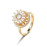 Four Leaf Clover Spinner Ring For Women Wedding Jewelry Gift - Gemstone Gold