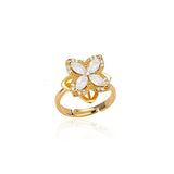 Four Leaf Clover Spinner Ring For Women Wedding Jewelry Gift - Gemstone Gold