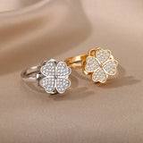 Four Leaf Clover Spinner Ring For Women Wedding Jewelry Gift - Gemstone Gold