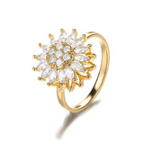 Four Leaf Clover Spinner Ring For Women Wedding Jewelry Gift - Gemstone Gold