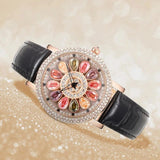 Full Inlaid Diamond Dial Watch Women Wristwatches Jewelry - Genuine - Gemstone