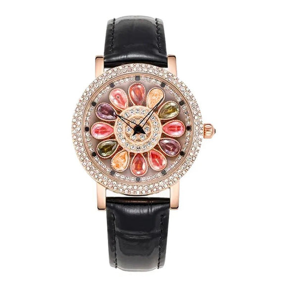 Full Inlaid Diamond Dial Watch Women Wristwatches Jewelry - Genuine - Gemstone