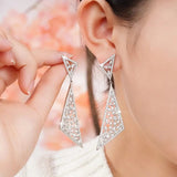 Full Paved Gemstone Triangle Dangle Earrings Women Drop Earrings Jewelry - Gemstone Gold