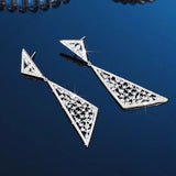 Full Paved Gemstone Triangle Dangle Earrings Women Drop Earrings Jewelry - Gemstone Gold