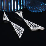 Full Paved Gemstone Triangle Dangle Earrings Women Drop Earrings Jewelry - Gemstone Gold