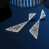 Full Paved Gemstone Triangle Dangle Earrings Women Drop Earrings Jewelry - Gemstone Gold