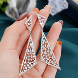 Full Paved Gemstone Triangle Dangle Earrings Women Drop Earrings Jewelry - Gemstone Gold