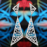 Full Paved Gemstone Triangle Dangle Earrings Women Drop Earrings Jewelry - Gemstone Gold
