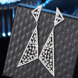 Full Paved Gemstone Triangle Dangle Earrings Women Drop Earrings Jewelry - Gemstone Gold