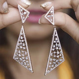 Full Paved Gemstone Triangle Dangle Earrings Women Drop Earrings Jewelry - Gemstone Gold
