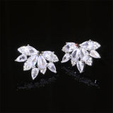 Full White Sapphire Gemstone Stud Earrings Women's Ear Piercing Jewelry - Gemstone Gold