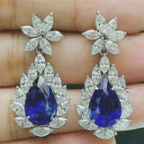 Full White Sapphire Gemstone Stud Earrings Women's Ear Piercing Jewelry - Gemstone Gold