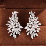 Full White Sapphire Gemstone Stud Earrings Women's Ear Piercing Jewelry - Gemstone Gold