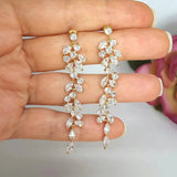 Full White Sapphire Gemstone Stud Earrings Women's Ear Piercing Jewelry - Gemstone Gold