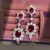 Full White Sapphire Gemstone Stud Earrings Women's Ear Piercing Jewelry - Gemstone Gold