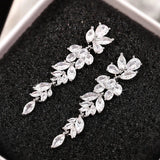 Full White Sapphire Gemstone Stud Earrings Women's Ear Piercing Jewelry - Gemstone Gold