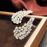 Full White Sapphire Gemstone Stud Earrings Women's Ear Piercing Jewelry - Gemstone Gold