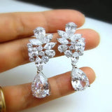 Full White Sapphire Gemstone Stud Earrings Women's Ear Piercing Jewelry - Gemstone Gold