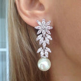 Full White Sapphire Gemstone Stud Earrings Women's Ear Piercing Jewelry - Gemstone Gold