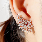 Full White Sapphire Gemstone Stud Earrings Women's Ear Piercing Jewelry - Gemstone Gold