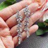 Full White Sapphire Gemstone Stud Earrings Women's Ear Piercing Jewelry - Gemstone Gold