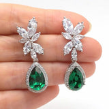 Full White Sapphire Gemstone Stud Earrings Women's Ear Piercing Jewelry - Gemstone Gold