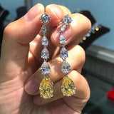 Full White Sapphire Gemstone Stud Earrings Women's Ear Piercing Jewelry - Gemstone Gold