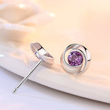 Genuine Alexandrite Stud Earrings Women Wedding Jewelry - Gemstone Gold