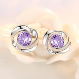 Genuine Alexandrite Stud Earrings Women Wedding Jewelry - Gemstone Gold