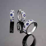 Genuine Blue Sapphire Earrings Wedding Party Engagement Women Jewelry - Genuine - Gemstone