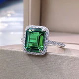 Genuine Emerald Wedding Ring 925 Silver For Women Fine Jewelry - Genuine - Gemstone