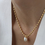 Genuine Pearl Choker Necklace 18K Gold Beads Women Wedding Jewelry - Genuine - Gemstone