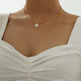 Genuine Pearl Choker Necklace 18K Gold Beads Women Wedding Jewelry - Genuine - Gemstone