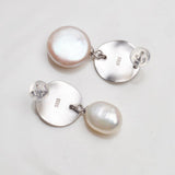 Genuine Vintage Freshwater Pearl 925 Sterling Silver Earring women's Fine jewelry - Genuine - Gemstone