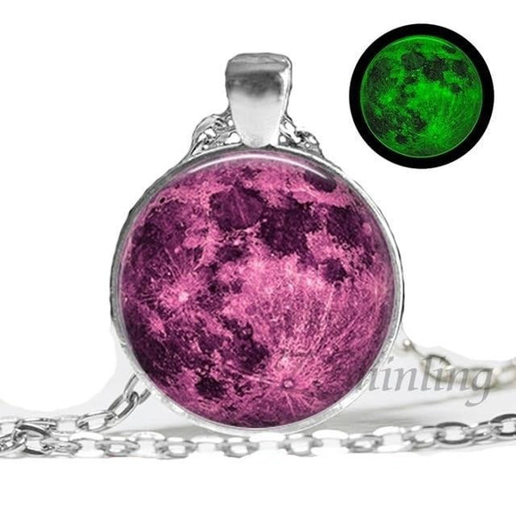 Glowing Moon Pendant Necklace Eclipse Women Jewelry - Genuine - Gemstone