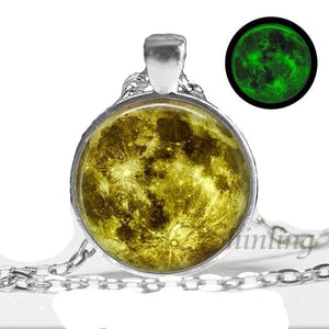 Glowing Moon Pendant Necklace Eclipse Women Jewelry - Genuine - Gemstone