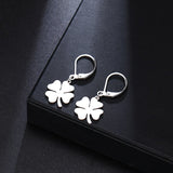 Gold Clover Leaf Dangle Earrings For Women Engagement Jewelry - Genuine - Gemstone