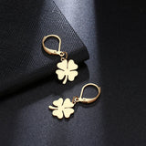 Gold Clover Leaf Dangle Earrings For Women Engagement Jewelry - Genuine - Gemstone