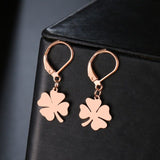 Gold Clover Leaf Dangle Earrings For Women Engagement Jewelry - Genuine - Gemstone