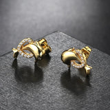 Gold Dolphin Stud Earrings for Women Accessories Fashion Jewelry - Genuine - Gemstone