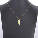 GOLD FEATHER PENDANT NECKLACE WOMEN ENGAGEMENT JEWELRY - Genuine - Gemstone