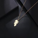 GOLD FEATHER PENDANT NECKLACE WOMEN ENGAGEMENT JEWELRY - Genuine - Gemstone