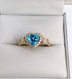 Gold Heart Ring for Women Fashion Inlaid Zircon Wedding Engagement Jewelry - Gemstone Gold