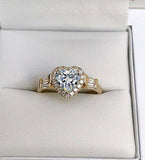 Gold Heart Ring for Women Fashion Inlaid Zircon Wedding Engagement Jewelry - Gemstone Gold