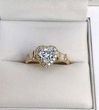 Gold Heart Ring for Women Fashion Inlaid Zircon Wedding Engagement Jewelry - Gemstone Gold
