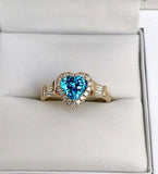 Gold Heart Ring for Women Fashion Inlaid Zircon Wedding Engagement Jewelry - Gemstone Gold