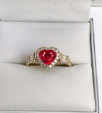 Gold Heart Ring for Women Fashion Inlaid Zircon Wedding Engagement Jewelry - Gemstone Gold